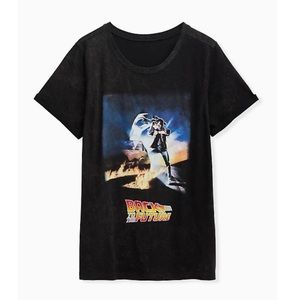 TORRID BACK TO THE FUTURE BLACK MINERAL WASH CREW TOP